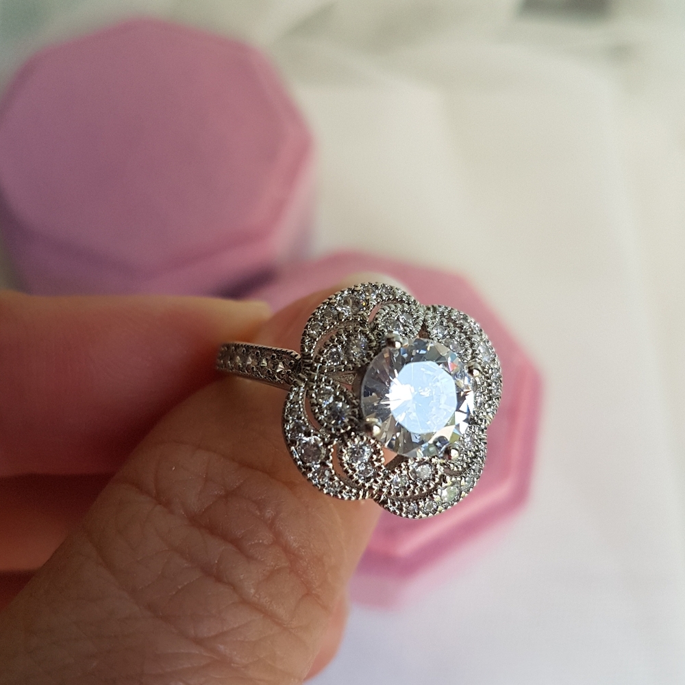 Swarovski Elements 925 Silver Round Solitaire Fil… - image 8